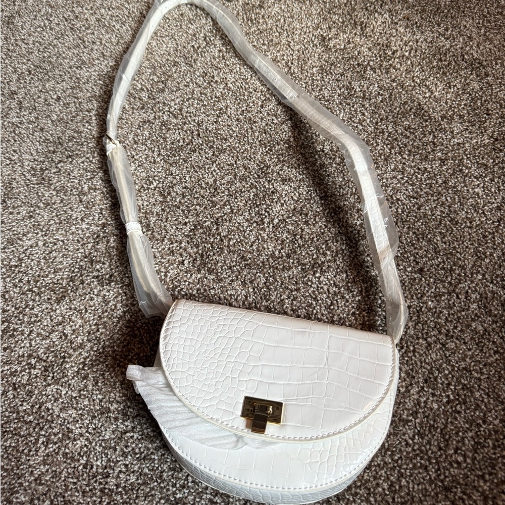NWT Urban Outfitters White Croc-Embossed Shoulder Bag